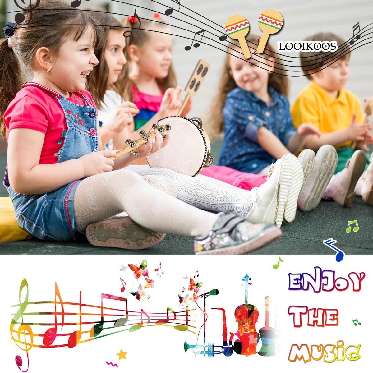 Toddler Musical Instruments, Eco Friendly Musical Set for Kids Preschool Educational, Natural Wooden Percussion Instruments Musical Toys for Boys and Girls with Storage Bag