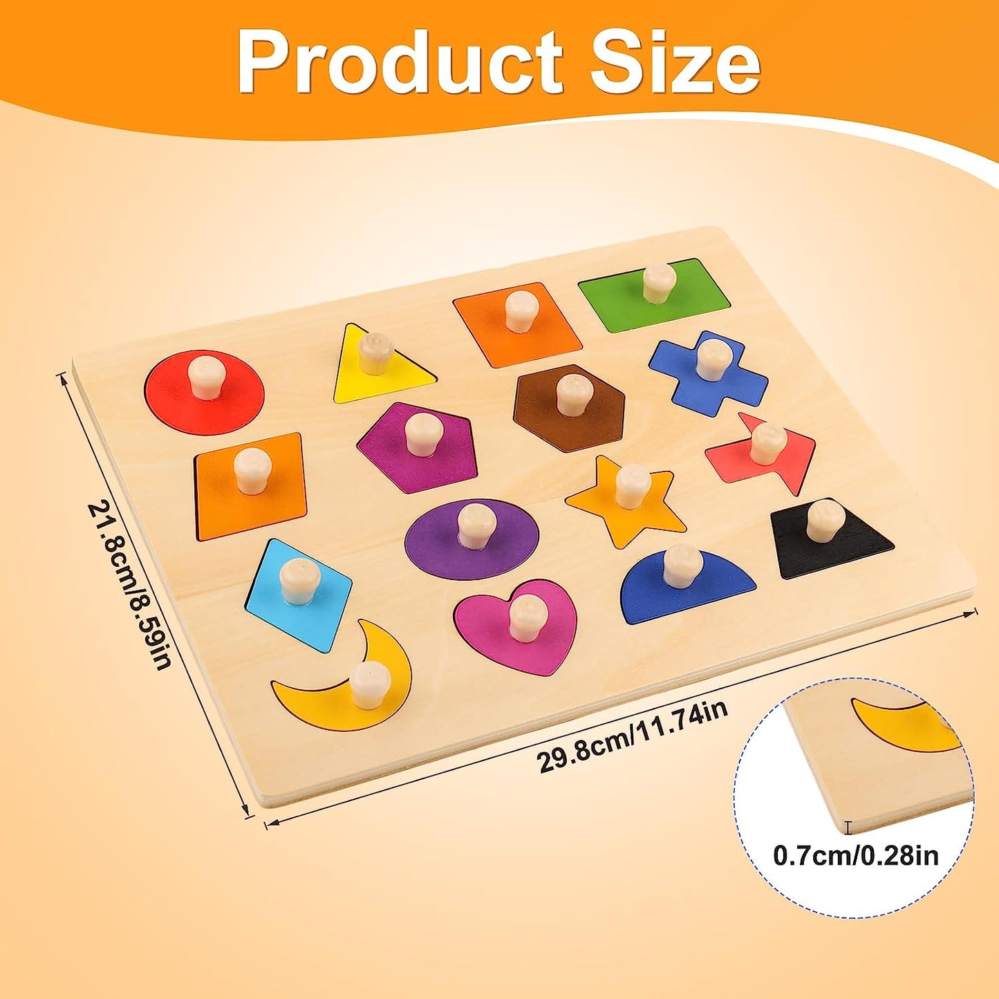 Toy Shape Peg Puzzles, Colorful Wooden Shape Peg Puzzles Magnetic Peg Puzzle Early Learning Educational Activity Toy for Preschool Baby & Toddlers Boys Girls