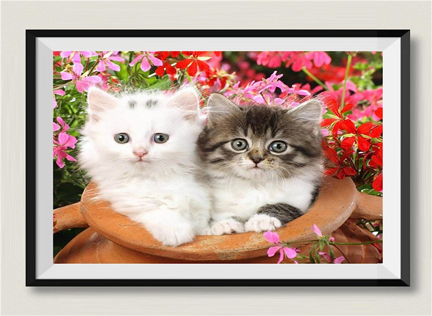 Cute Cat in The Flower Bed - 1000 Piece Wooden Puzzle - Fun Jigsaw Puzzles DIY Toys for Adults