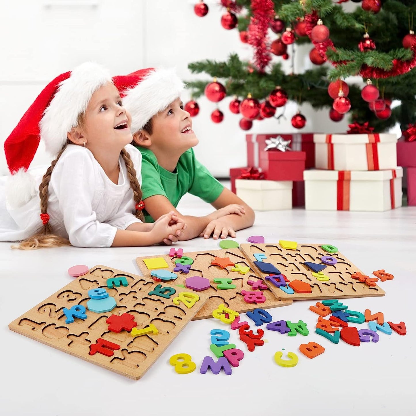 Puzzles for Toddlers,3 Pack Wooden Alphabet Number Shape ABC Name Puzzles Toys for Kids 1-3 Years Old, Preschool Educational Gift Learning Letter Puzzles Toys Ages 1 2 3 4 5