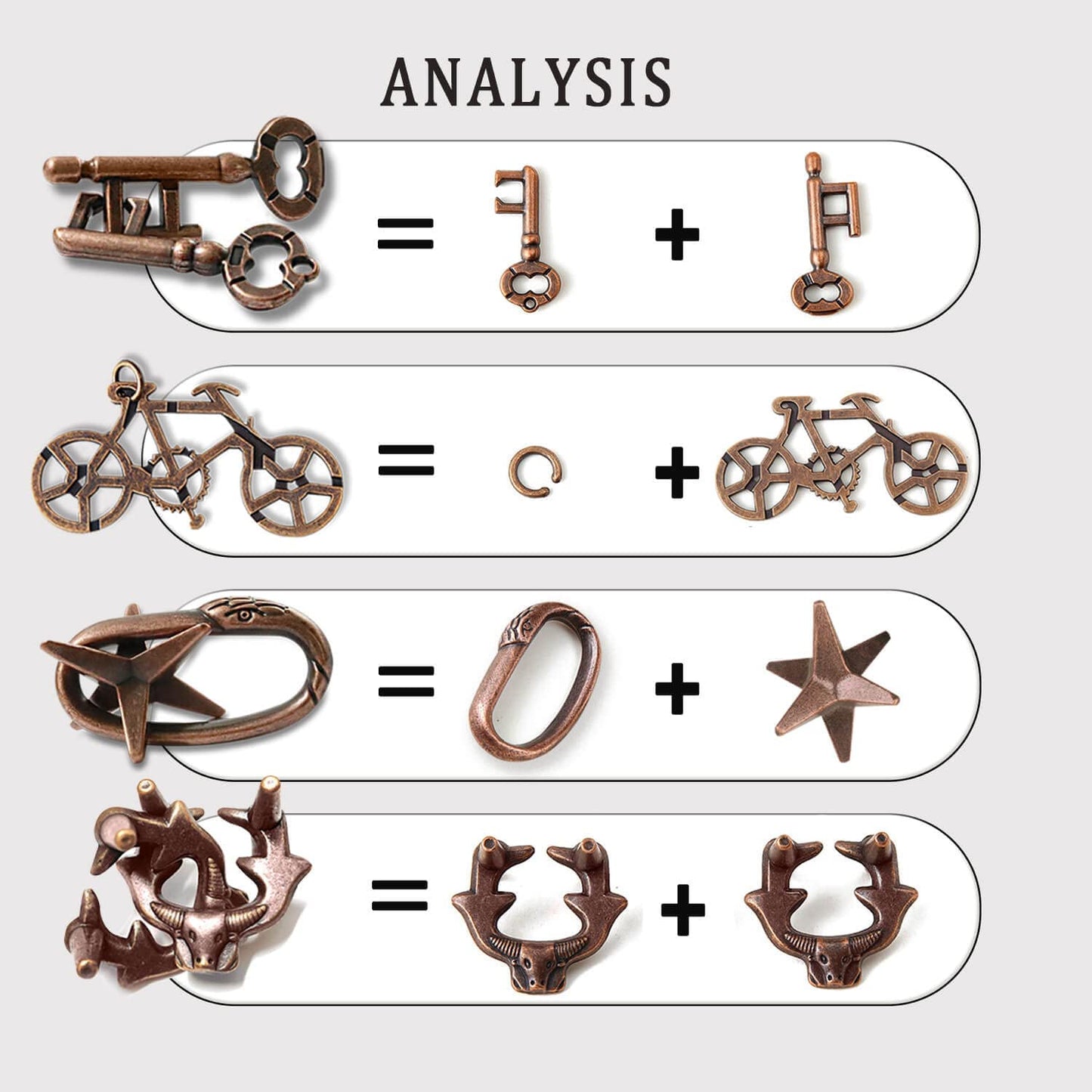 4 Pieces Brain Teaser Puzzles,Metal Cast Puzzle Games Toys,3D Highly Difficult Adult Puzzles,IQ Educational Box for Teens