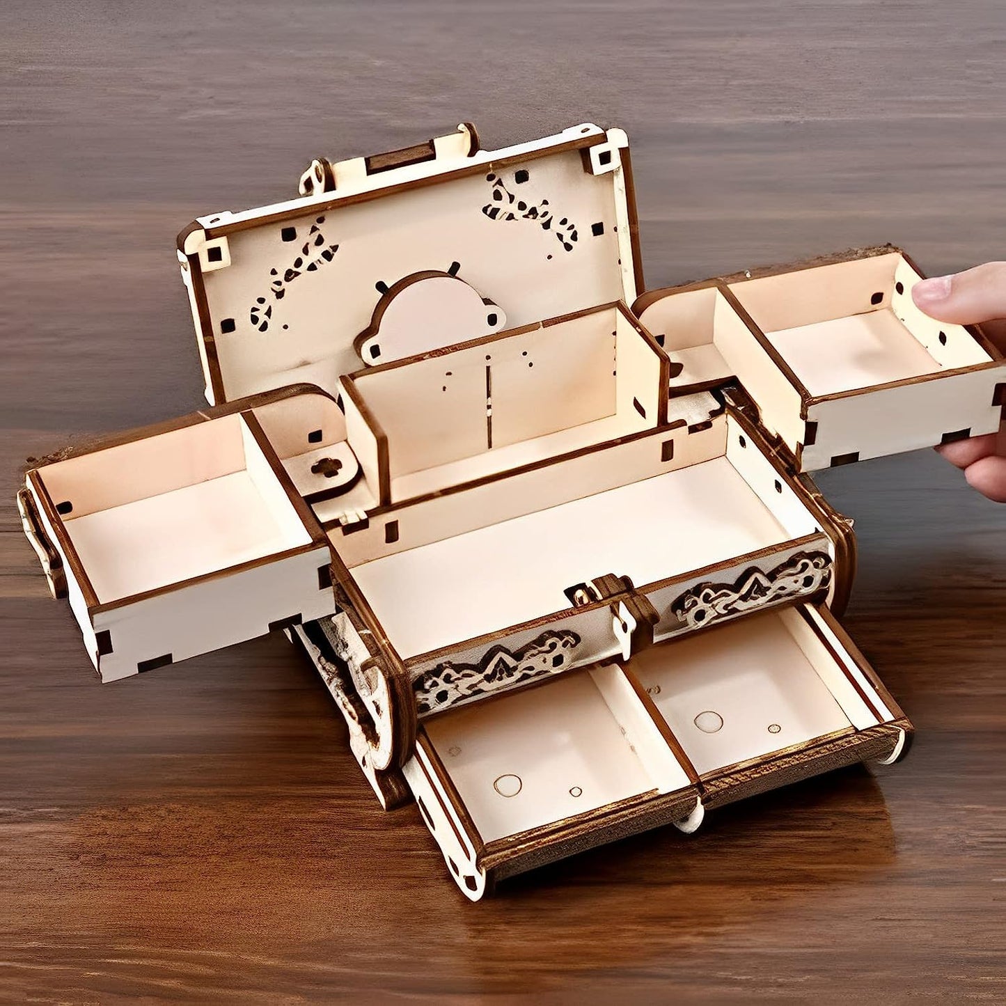 3D Mechanical Treasure Box Wooden Puzzle, Wood Creative Assembly Model Building Kits to Build for Adults and Teens DIY Wooden Puzzle Hobbies Gift for Women and Kids