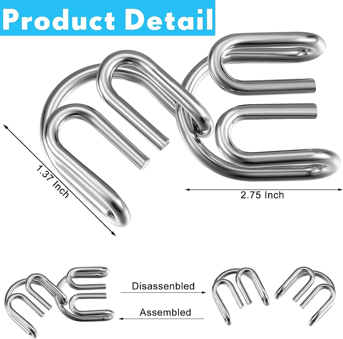 96 Pcs Metal Wire Puzzle Brain Teasers Set with Pouch Metal Puzzle Toys for Kids IQ Puzzle Game Brain Teaser Puzzles for Adults Boys Girls Teens Challenge Unlock Interlock Game Party Favor Gift