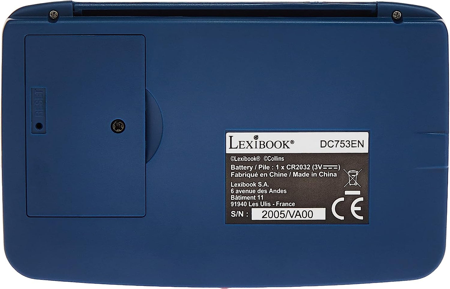 DC753EN Electronic Pocket Spellchecker, Thesaurus, Crossword, Conjugation, Anagram Solver, Words Games, with Battery, Blue/White