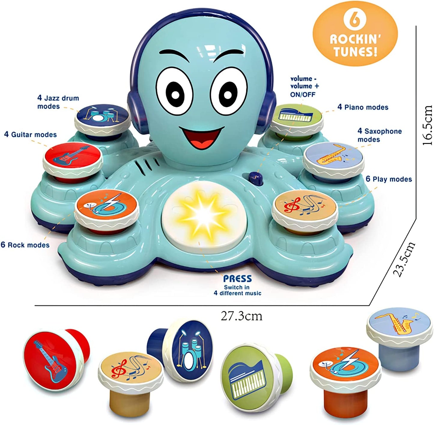 Baby Musical Toys Learning Toys for Toddlers, Octopus Music Toys, Preschooler Musical Educational Instruments Toy for Baby, Birthday Toys for Girls Boys