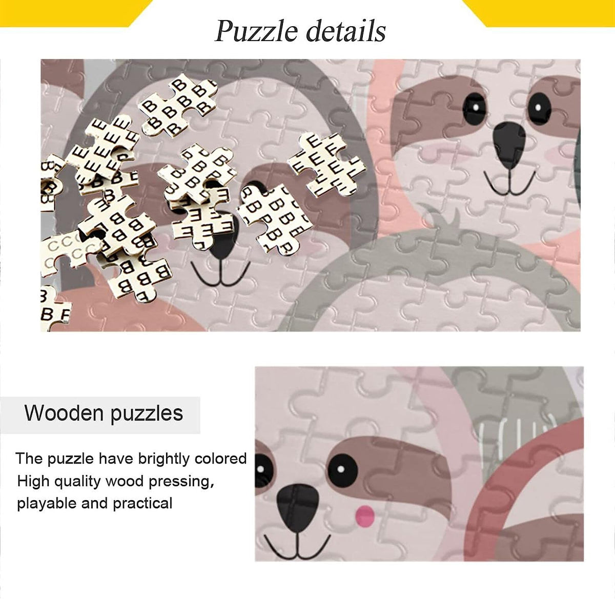 Cute Sloth 1000 Pieces Wooden Jigsaw Puzzle for Adults Teens Kids, Fun Family Game for Holiday Toy Gift Home Decor