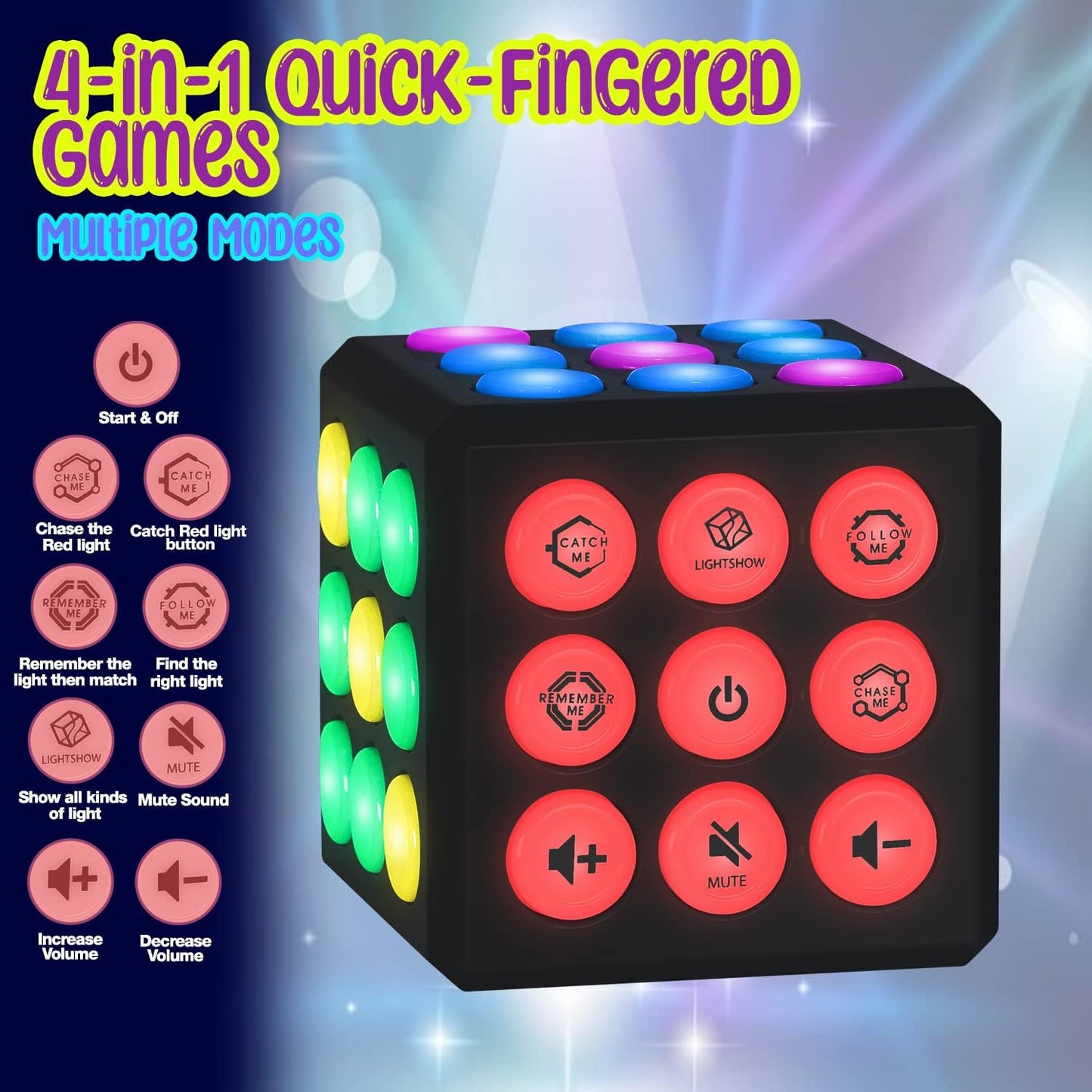 Brain & Memory Cube Toy | 5 Electronic Handheld Games for Kids | Gift Idea for Kids & Teens Boys & Girls Ages 6 7 8 9 10-12 Years Old & Up | Sensory Fidget Toy for Boys & Girls