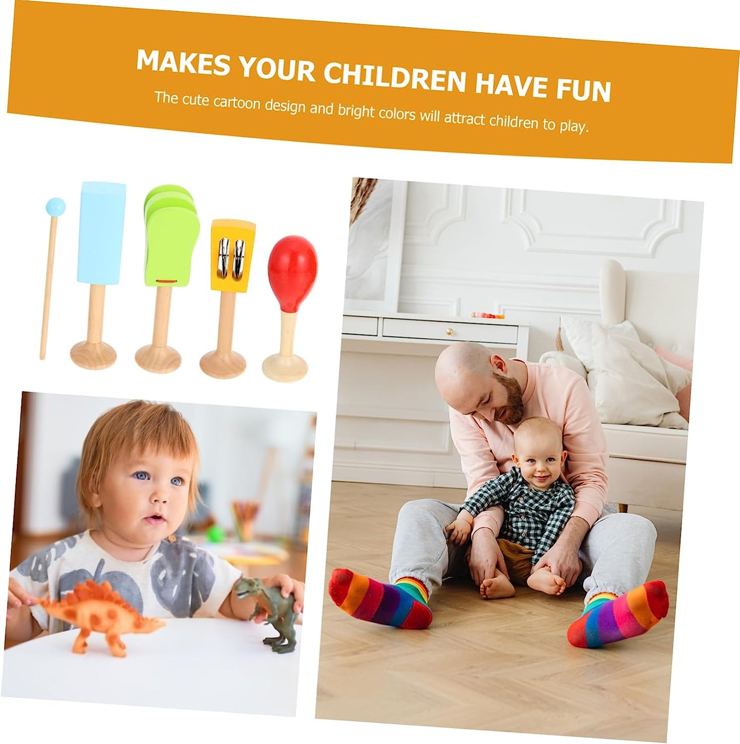 1 Set Percussion Instrument Set Kids Musical Instruments Toy for Kids Wood Toys Musical Toys Kid Rhythm Toys Music Hand Cognitive Toy Children Musical Toy Instrument Toy Child Mara