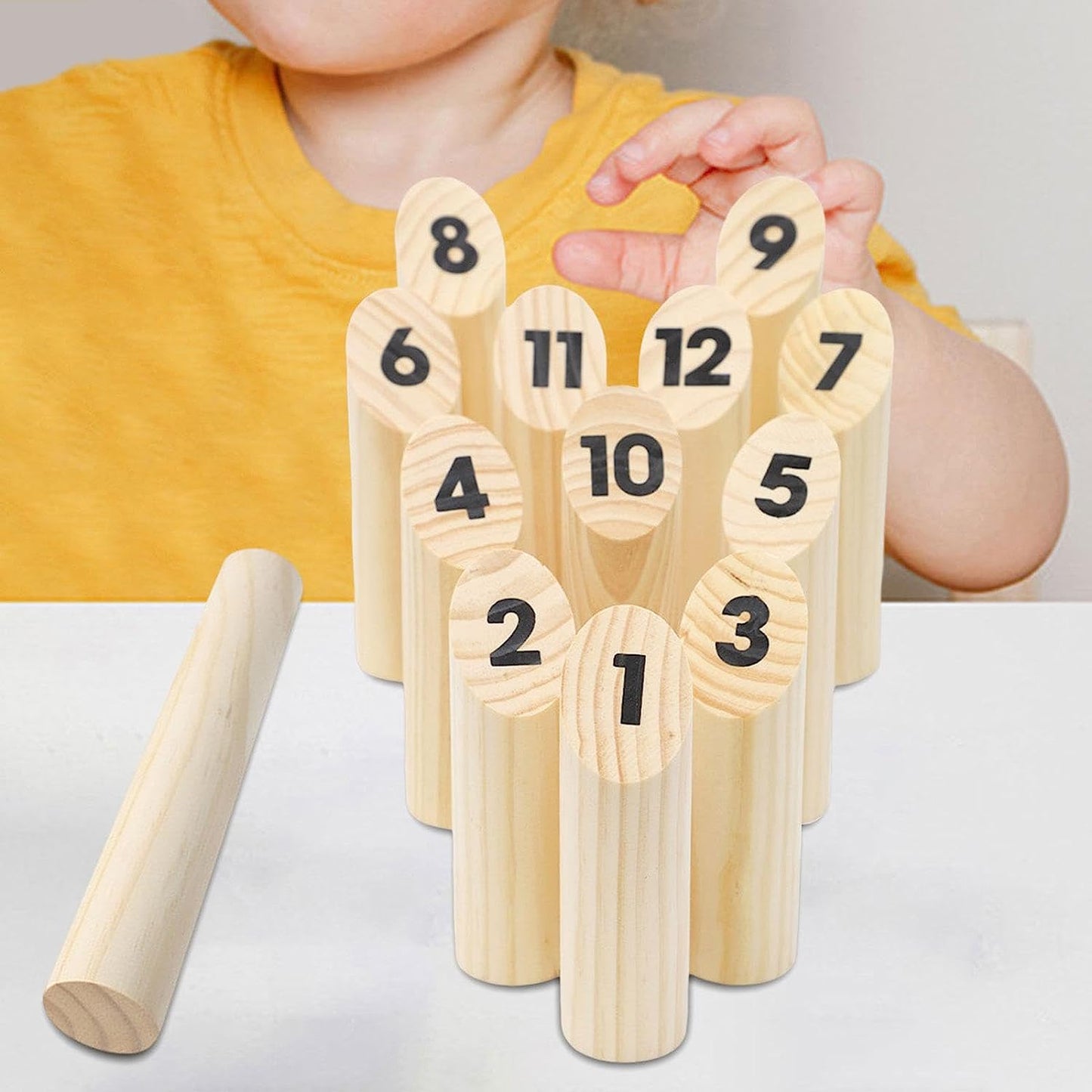 Wood Numbered Block Toss Game Family Game Scatter Throwing Game Set Yard Game for Beach Picnic Indoor Outdoor Garden Teen Adult Kids