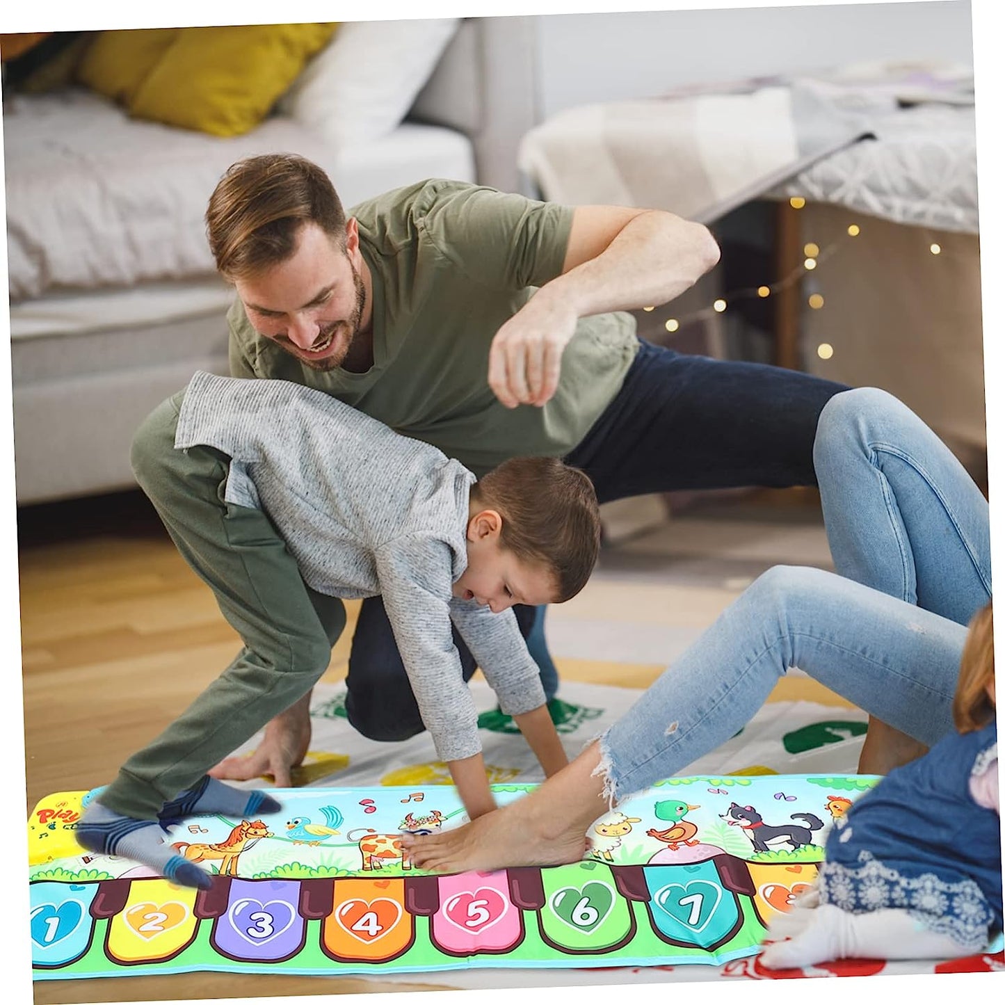 1pc Leisure Number Baby Crawling Play Boys Music Game Blanket Girls Carpet for Education Children Pattern Dance Piano Keyboard Toys Electronic Gift Green Educational Plaything Music Toy