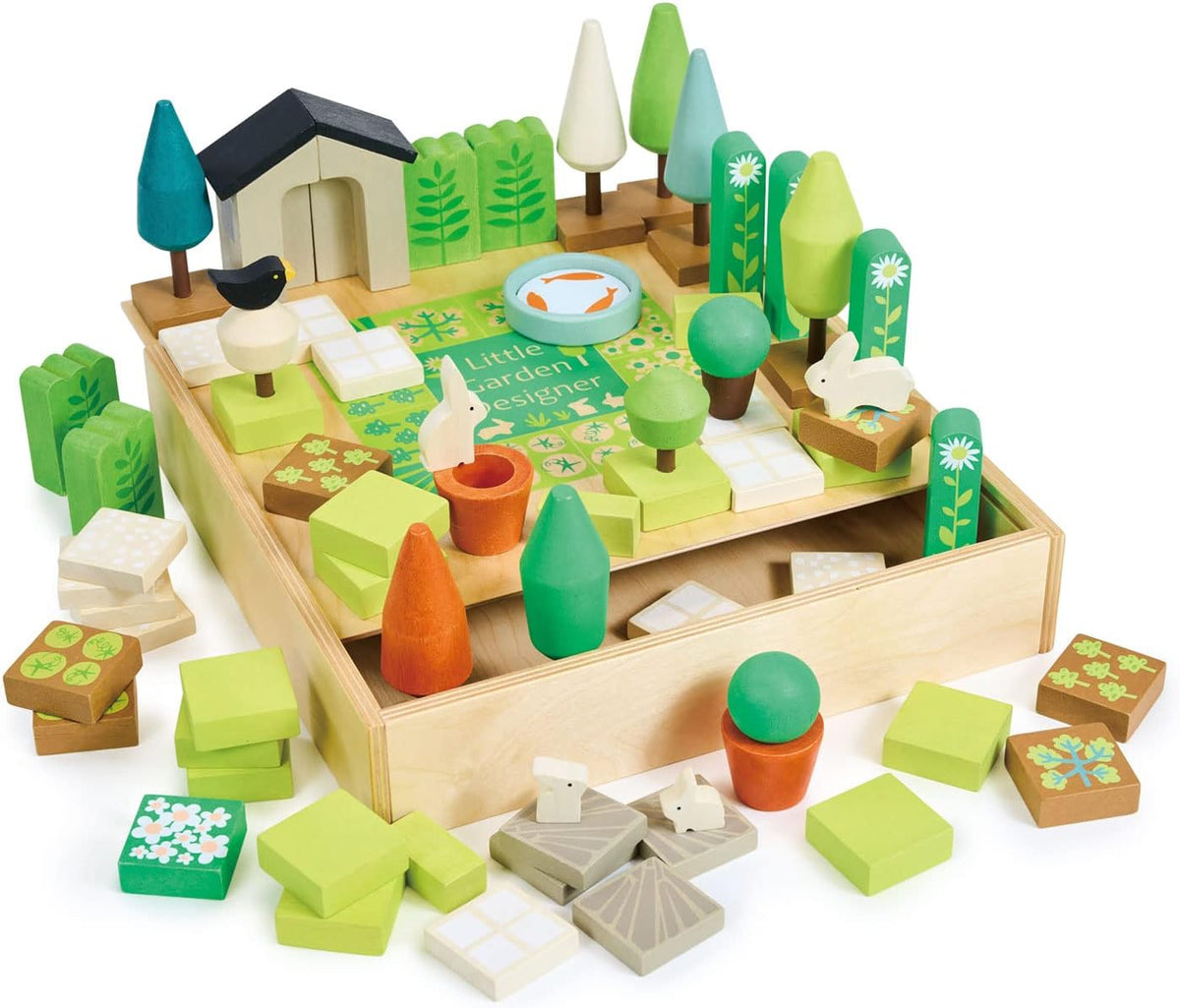 Little Garden Designer - Wood Garden Building Play Set - Inspires Creativity, Encourages Role-Play and Story Invention, Educational Activity for Boys and Girls - Age 3+
