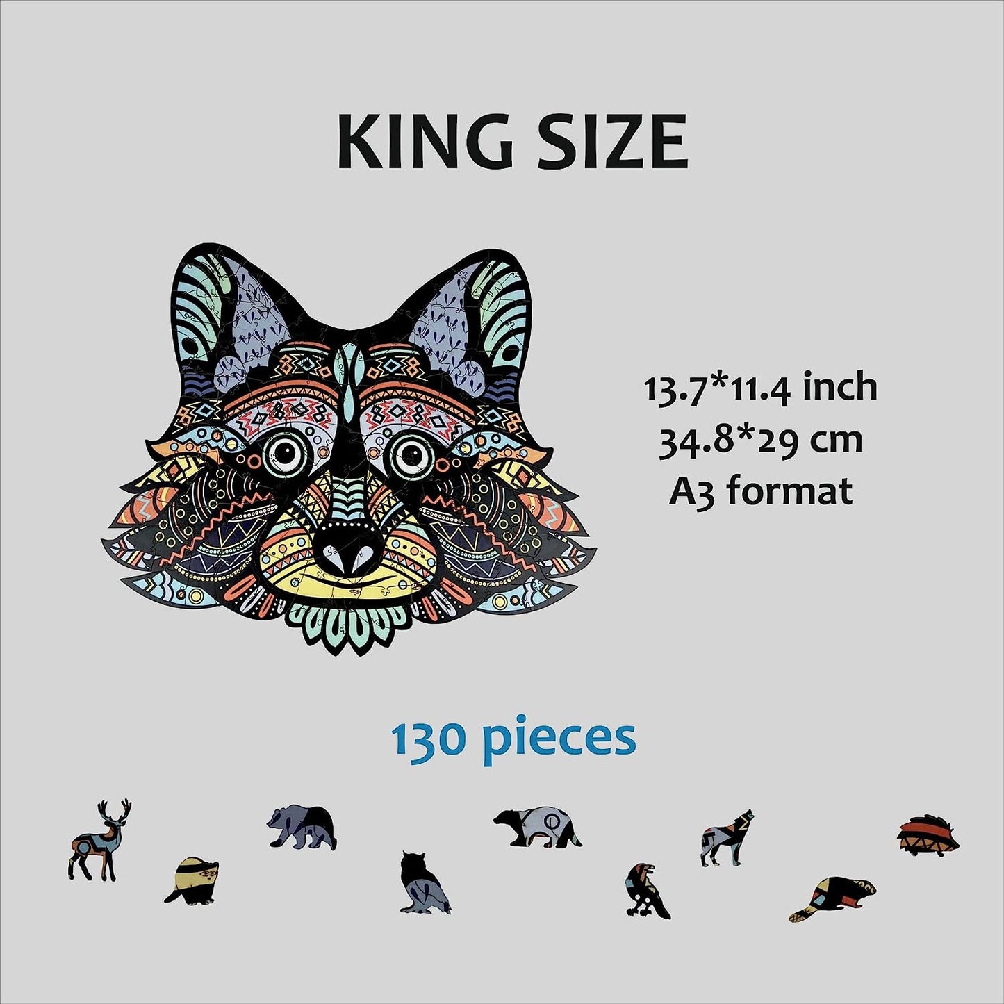 Large Raccoon Wooden Jigsaw Puzzle Adults Jigsaw Best Gift for Her Him Birthday Chris as 5th Anniversary Family Game Educational Toy Raccoon Wall Decor