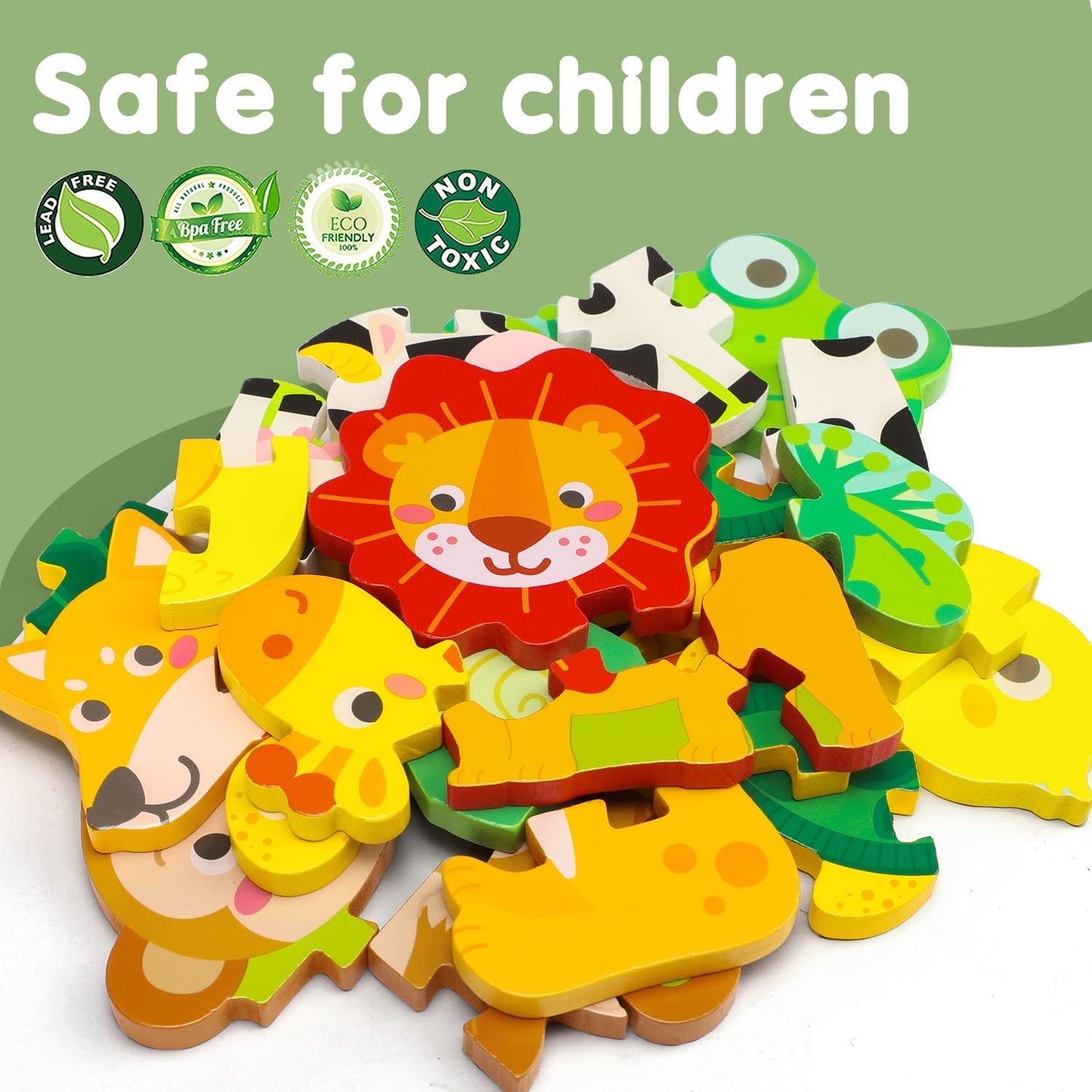 Wooden Puzzles for Toddlers 1-3, Puzzle for Kid, Baby Puzzle, Toys for 1 2 3+ Year Old Girl Boy, 8 Animal Shape Puzzle for Kid Age 2-4, STEM Educational Learning Toy Birthday Gifts