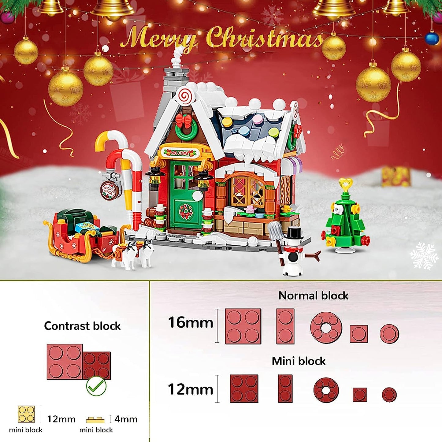 Chris as Gingerbread House Kits, 788 Pcs Chris as Decortaion House Building Toys, Mini Bricks Chris as Party Gifts for Adults Kids, DIY Creative Room Small Collection