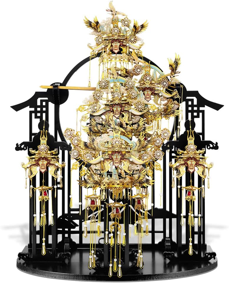 Black Wooden Stand for 3D Metal Model Kits DIY Crafts Chinese Jewelry Set Model Building Kits 3D Puzzles for Family Time