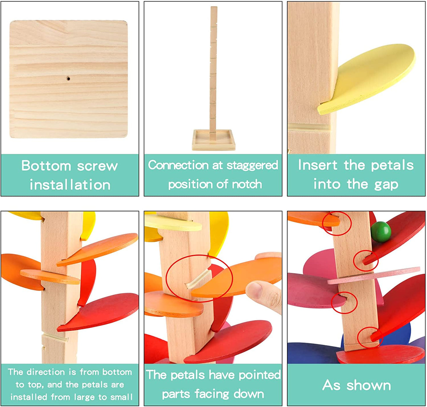 Wooden Music Tree Toy for Kids, Marble Ball Run Track Game for Toddlers, Marble Tree Educational Toy Boy Girl Gifts