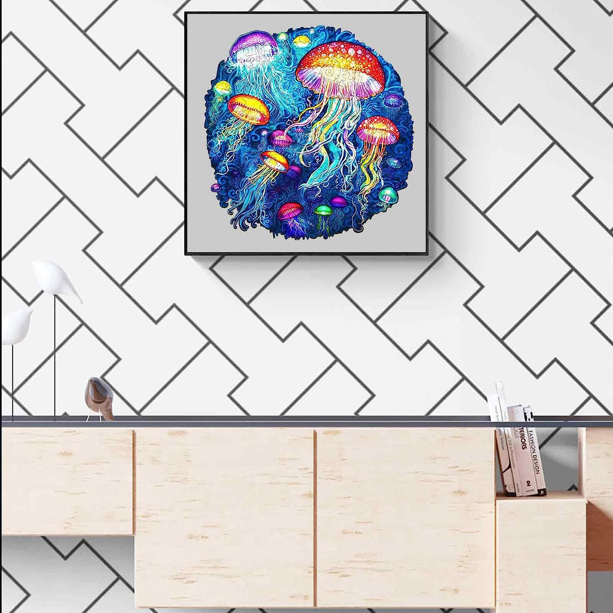 Wooden Jigsaw Puzzles, Unique Shape Wood Puzzle, Best Gift for Adults and Kids, Fun Challenging Family Game Play Collection (M-170pcs-Jellyfish-10.1 * 9.9in