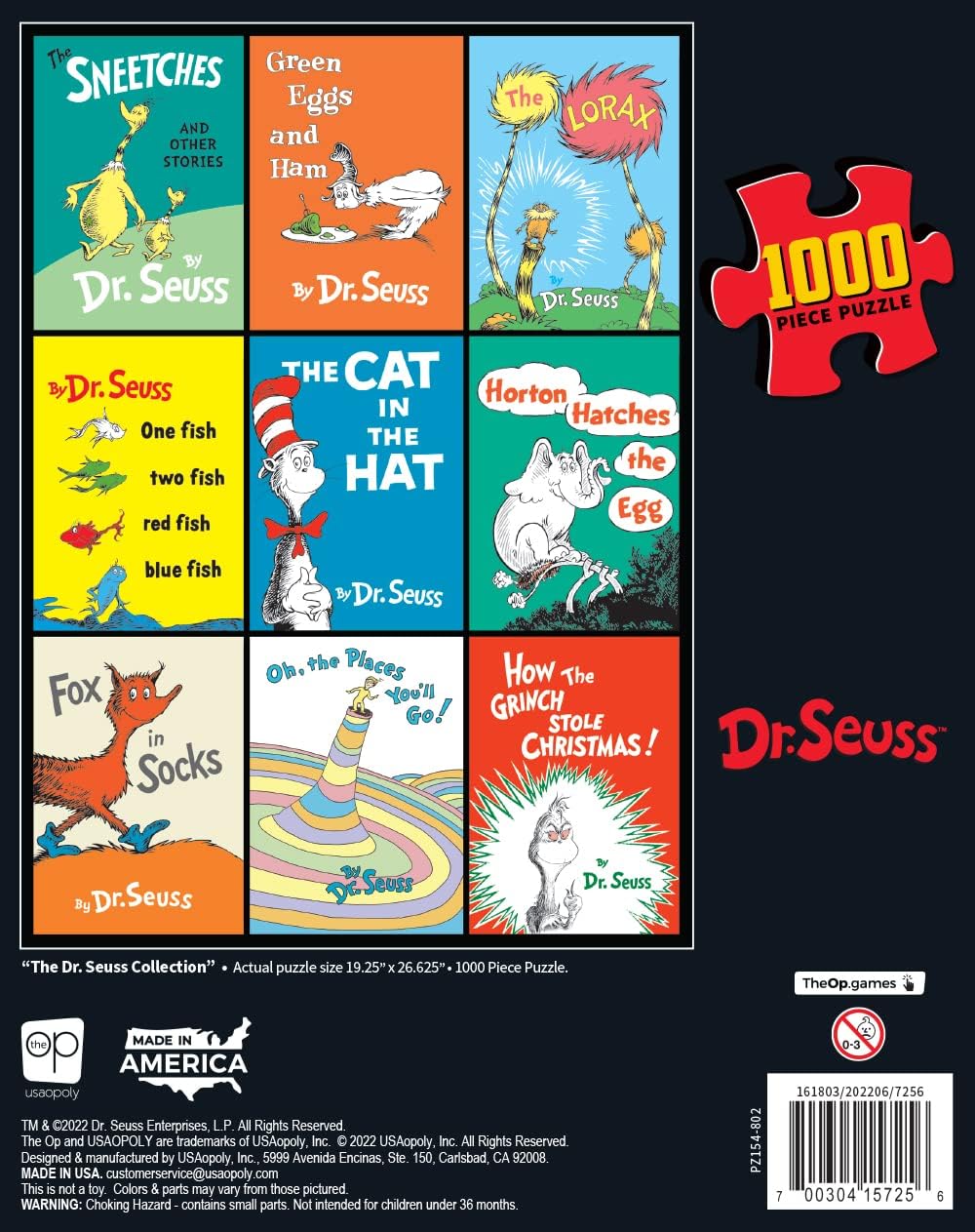 Dr. Seuss “The Dr. Seuss Collection” 1000 Piece Jigsaw Puzzle | Collectible Puzzle Collage Featuring The Lorax, The Cat in The Hat, and More | Officially-Licensed Dr. Seuss Puzzle & Merchandise