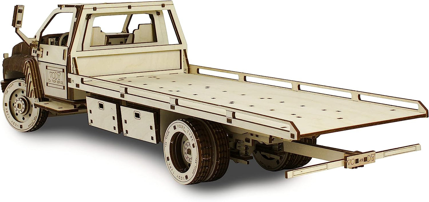 Vody Tow Car Model 3D Wooden Puzzle Self Building Constructor Kit Brain Teaser Game for Adults and Kids