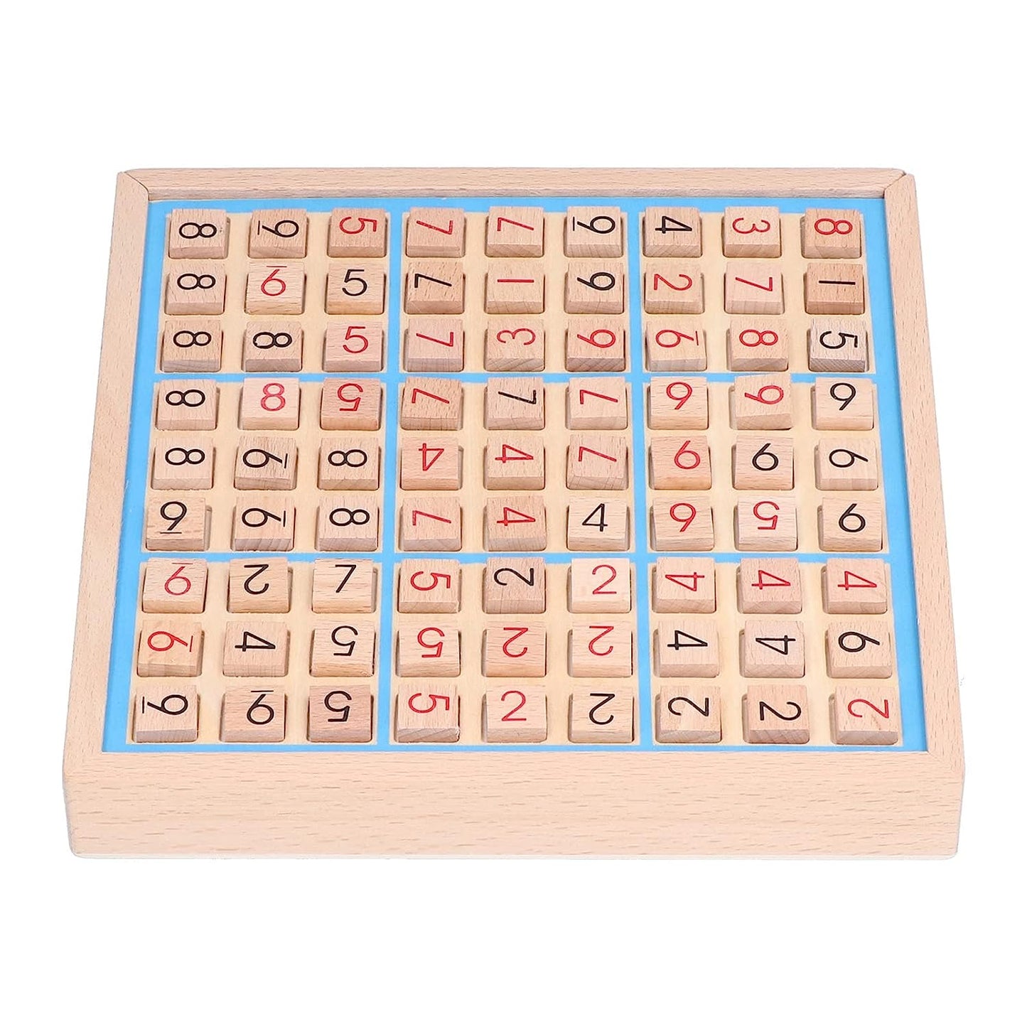 Sudoku Board Game, Logic Thinking Chess Board Puzzle Game for Girls for Home(Blue Wooden Sudoku Nine Square Grid Game Chess)