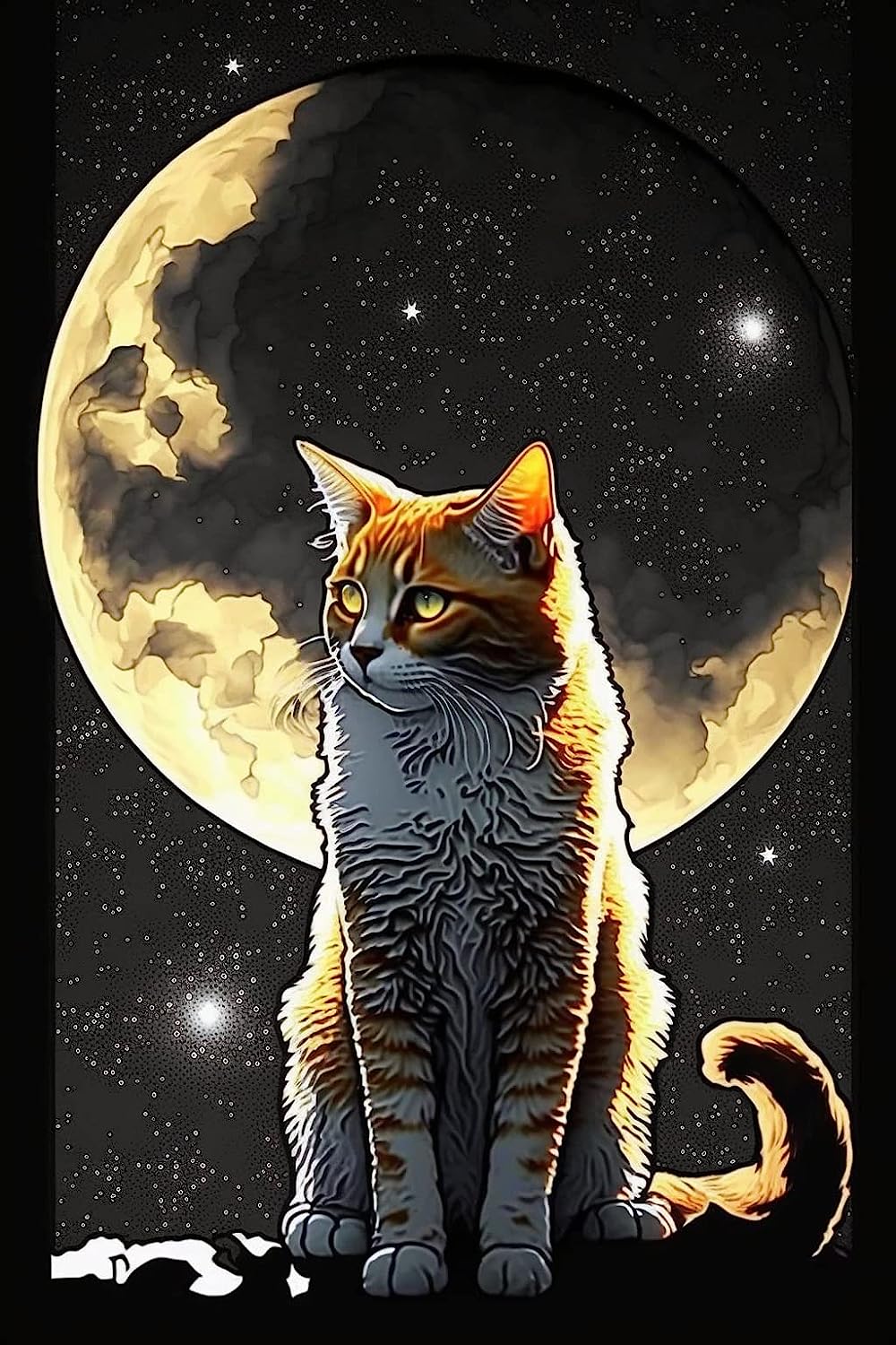 Wooden Adult and Kids Jigsaw Puzzle Decompression Toys Puzzle Handmade Gift for Teenagers and Children 200 Pieces Moon and The Cat