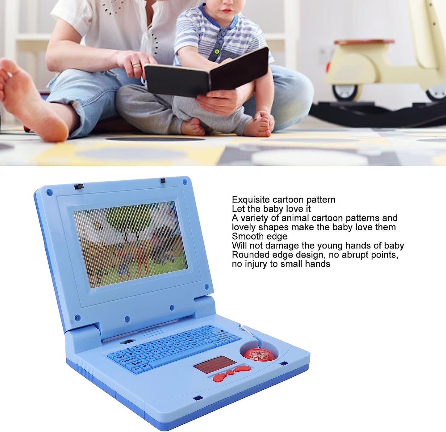 Computer Science, Kids Learning Laptop, Educational LED Music Electronic Cognitive Development Simulation Computer Toy Children's Toys Electric Toys, Electronic Pets, Sound Toys(Blue)
