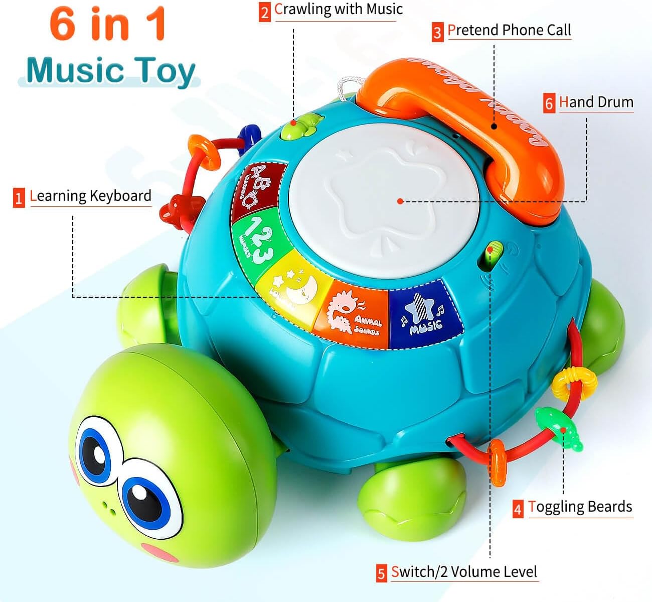 Baby Toys 6 to 12 Months - Musical Light Infant Toys 12-18 Months - Crawling Turtle Toys for 1 Year Old Toys for Boys Girls Birthday Gifts for 6-9 Month - Learning Toys for Toddler Toys age 1-2