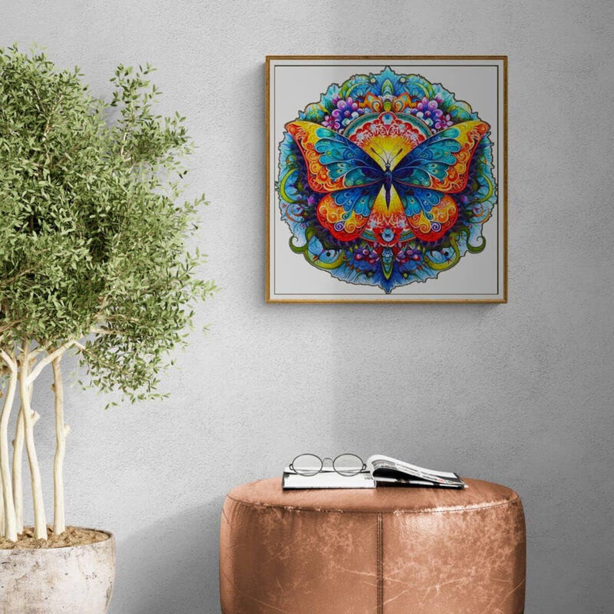 Wooden Jigsaw Puzzles, Unique Shape Wooden Puzzle, Butterfly Wooden Puzzle for Adult, Fun Challenging Family Game Play Collection (M-200pcs-10.1 * 9.9in