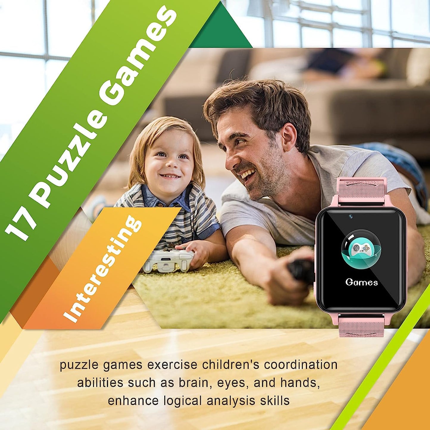 Smart Watch for Kids Girls Boys - Kids Smart Watch for 4-12 Years with Games Music Player Alarm Clock Camera Calculator Calendar Educational Toys Digital Wrist Watch Chris as Birthday Gifts (Pink)