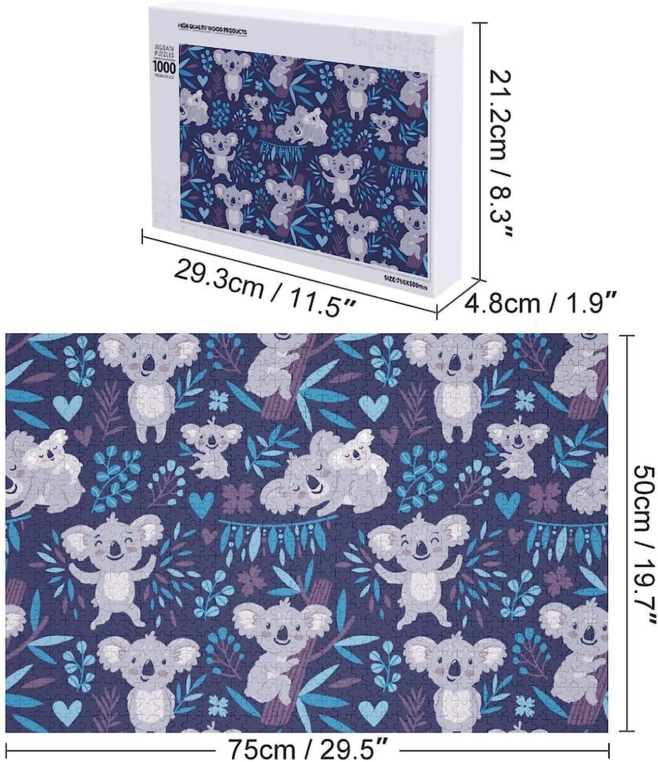 Cute Koala Bears Floral Puzzles for Adults Wooden Jigsaw Puzzle Funny Leisure Toy Gifts for Family Friends