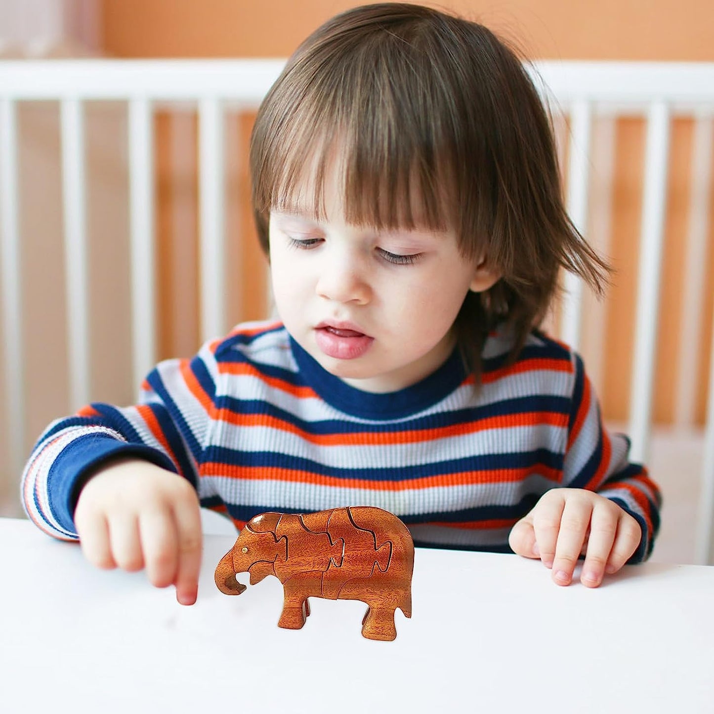 Animal Wooden Puzzle Toys, DIY 3D Wooden Puzzle, Intelligence Game for Kids Wood Block Puzzle (F)