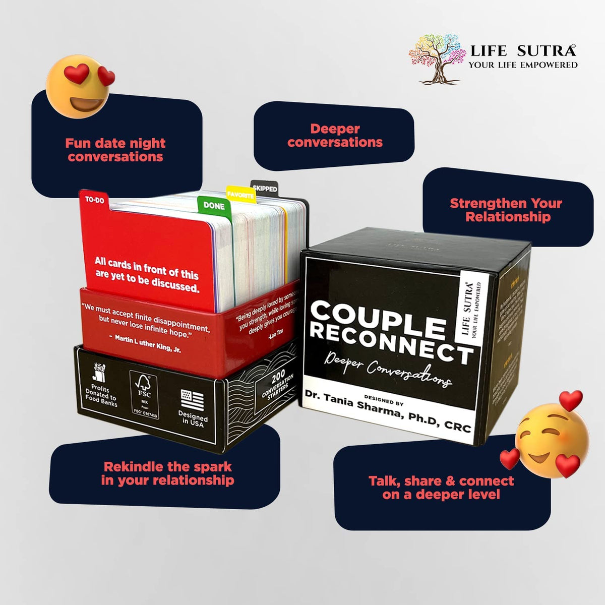Couple Reconnect Game - Couples Game for Married Couples - 200 Couples Conversation Cards - Speak Your Love Language - Card Game for Couples - Designed by an American Psychologist