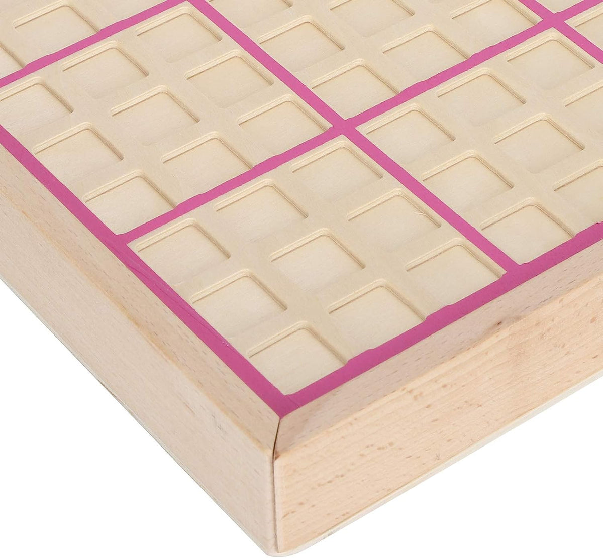 Wood Sudoku Number Thinking Game with Drawer Math Brain Teaser Desktop Toys for Adults and Kids (Pink)