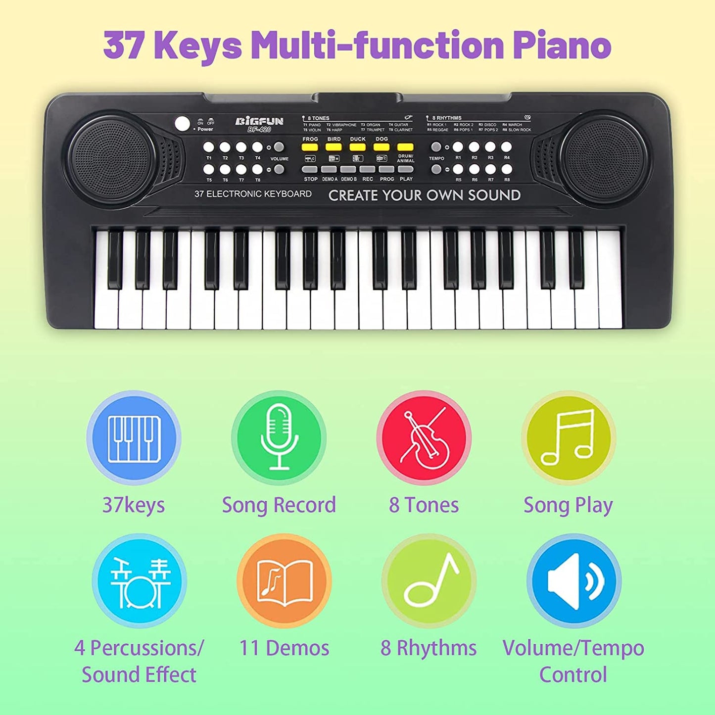 Kids Piano Keyboard, 37 Keys Portable Music Keyboard Electric Piano Toys for Children, Educational Instruments Toddler Keyboard Piano for Kids Ages 3 4 5 6 7 8 9