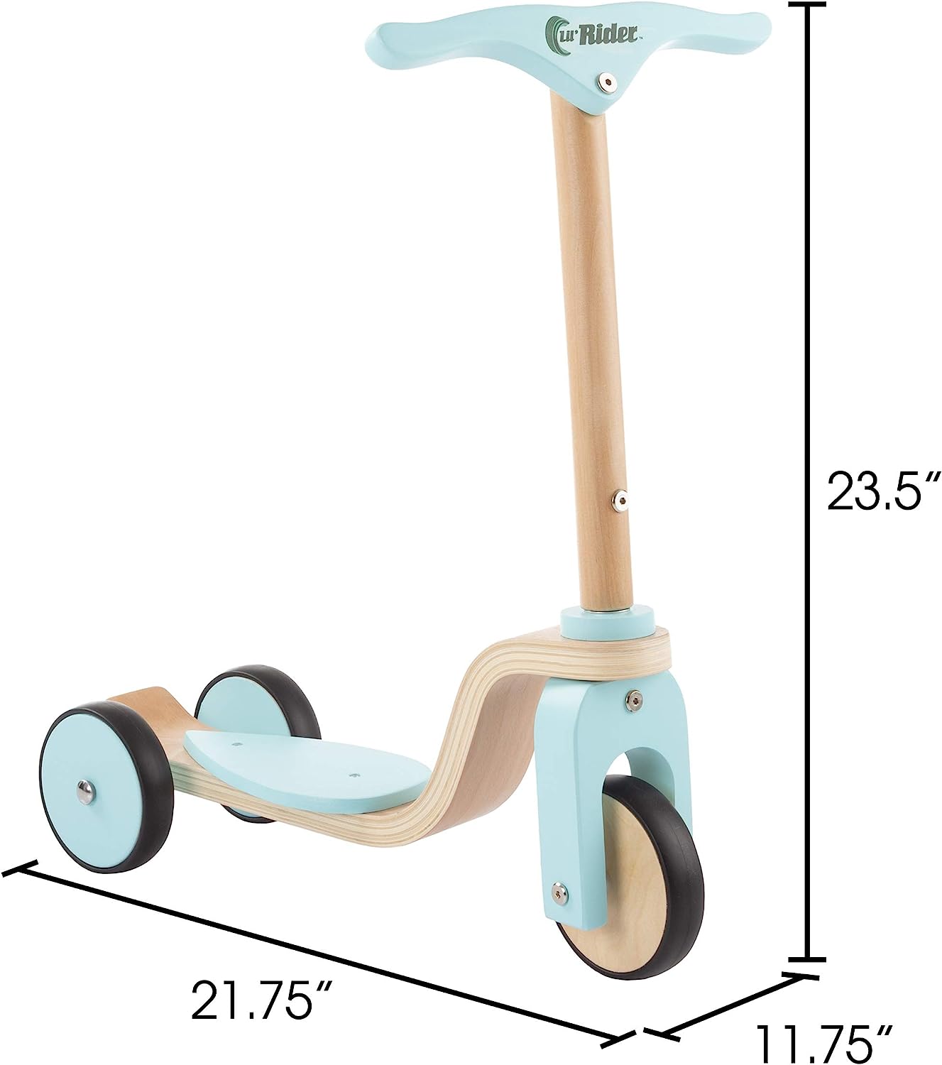 Kids Wooden Scooter-Beginner Push Steering Handlebar, 3 Wheel, Kick Scooter-Fun Balance and Coordination Riding Toy for Girls and Boys