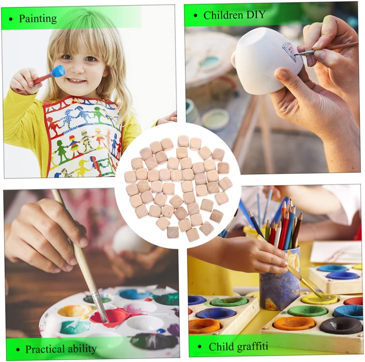 60 Pcs Wooden Dice Mini Dice Mini Chess Board Wooden Blank Dice Dices Square Blocks Board Games Blocks Blank Wooden Blocks Blank Cubes Unfinished Blank Blocks Charm Crafts Puzzle