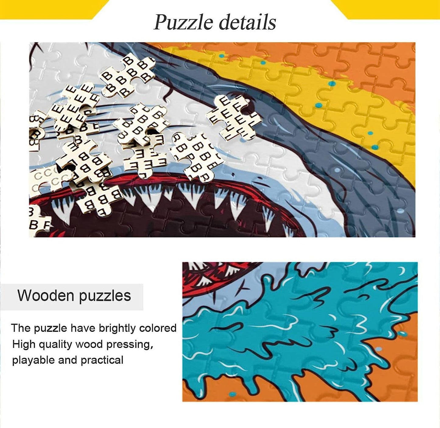 Shark 1000 Pieces Wooden Jigsaw Puzzle for Adults Teens Kids, Fun Family Game for Holiday Toy Gift Home Decor