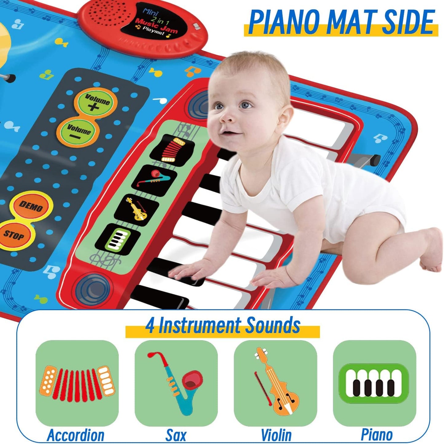 Baby Toys for 1 Year Old Boy, Piano Mat for 1 Year Old Girl, 2 in 1 Toddler Music Mat with Keyboard & Drum, Early Educational Musical Toy, First Birthday Gifts for 1 2 Years Old Boys & Girls