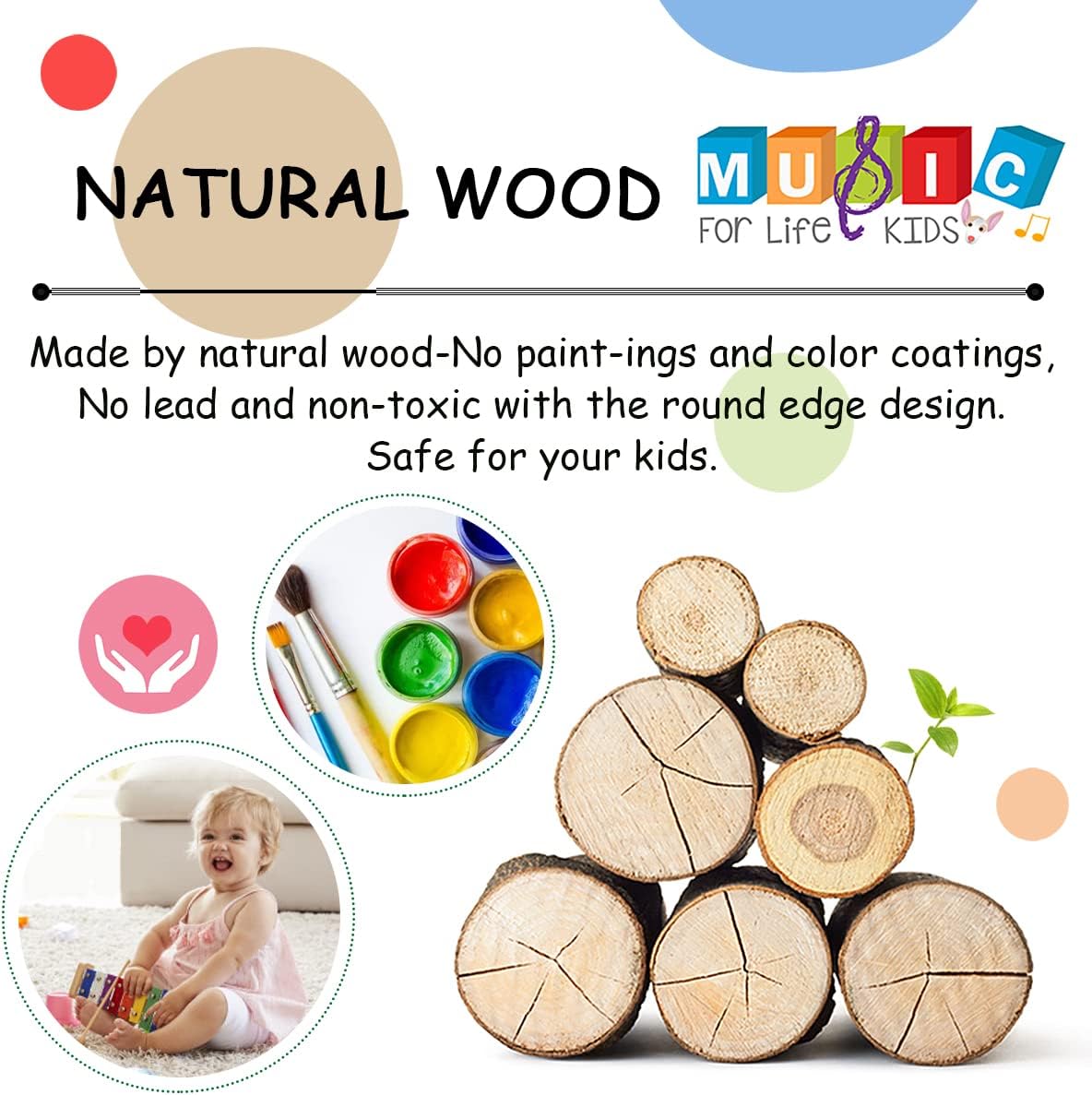 Toddler Musical Instruments Set Wooden Percussion Instruments Toy for Kids Baby Preschool Educational Musical Toys for Boys and Girls with Storage Bag