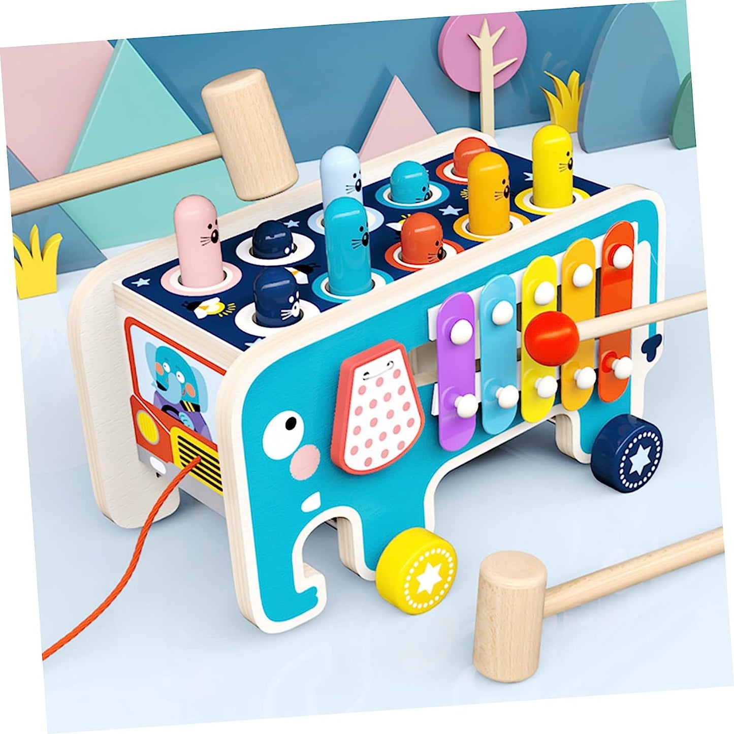 2 Sets Knock The Piano and Whack The Hamster Toddler Music Toys Wood Toys Baby Xylophone Educational Plaything Early Educational Toy Hammering and Pounding Toy Tool Puzzle Wood