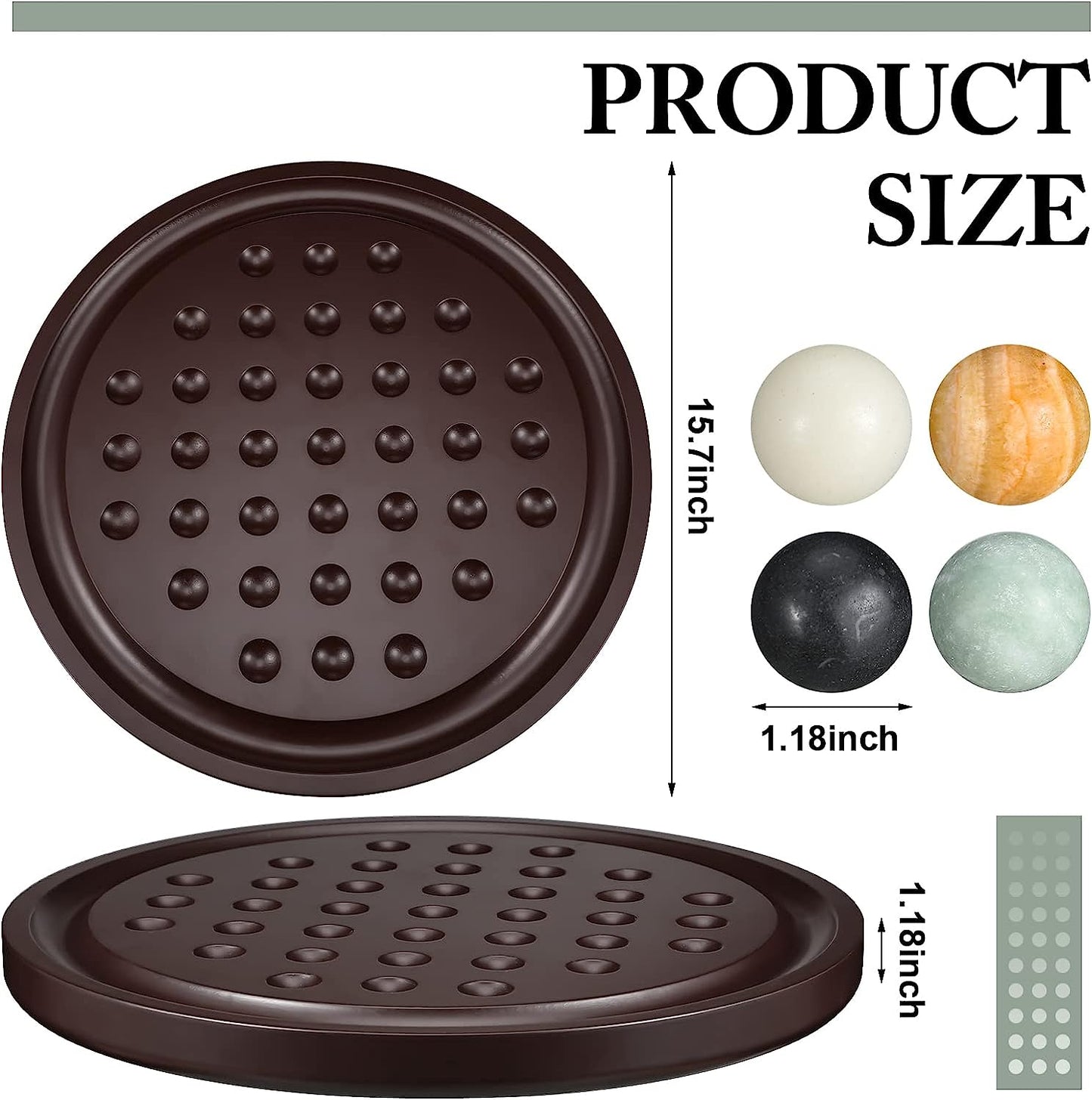 16 Inch Handcrafted Wooden Solitaire Board Game with 36 Natural Marbles, Marble Game Mind Challenging Marble Solitaire Single Player Games with Assorted Marbles for Teenagers and Adults