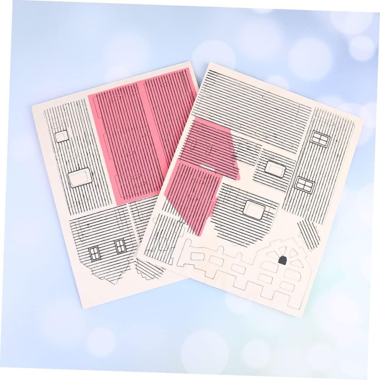 4pcs Kids Puzzles Desktop Toys 3D Wooden Puzzles Educational Puzzles Wooden Model Craft Wood 3D Puzzle Toys Wooden Assembling House Wooden DIY House Model Wooden House Toy Child