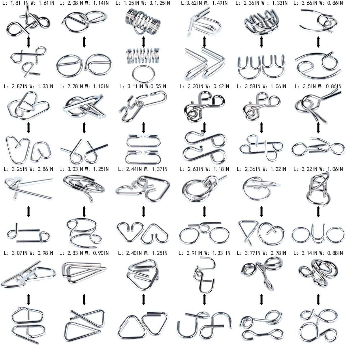 Brain Teaser Puzzles 3D Unlock Interlock Assorted, Wooden and Metal Puzzles IQ Logic Puzzle for Adults and Kids Jigsaw Mind Puzzles Educational Toy