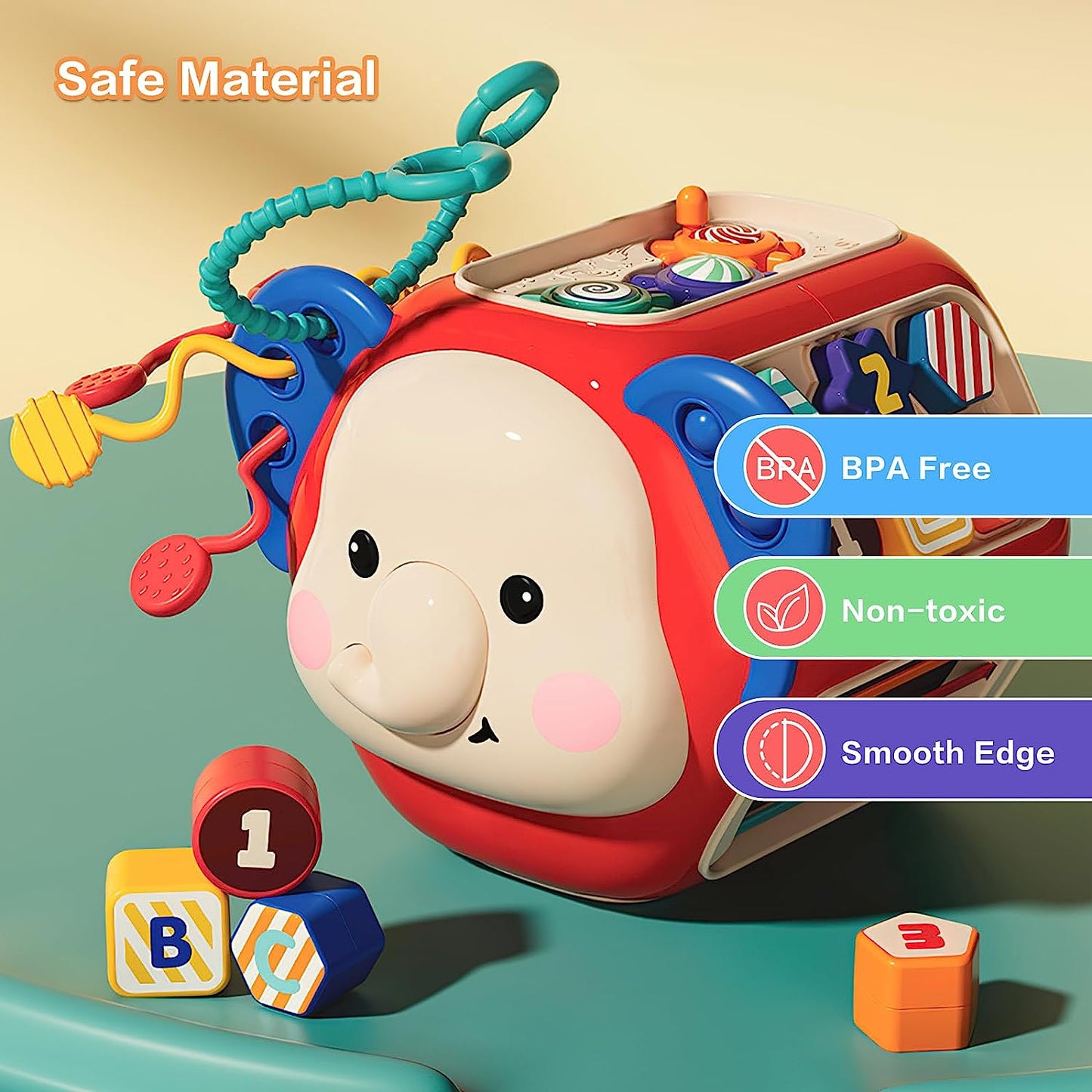 Toddlers Educational Toys, 8-in-1 Activity Cube Toy, Baby Sensory Shape Sorter Blocks Toy with Music & Light, for Babies Toddlers 18+ Months Boys & Girls