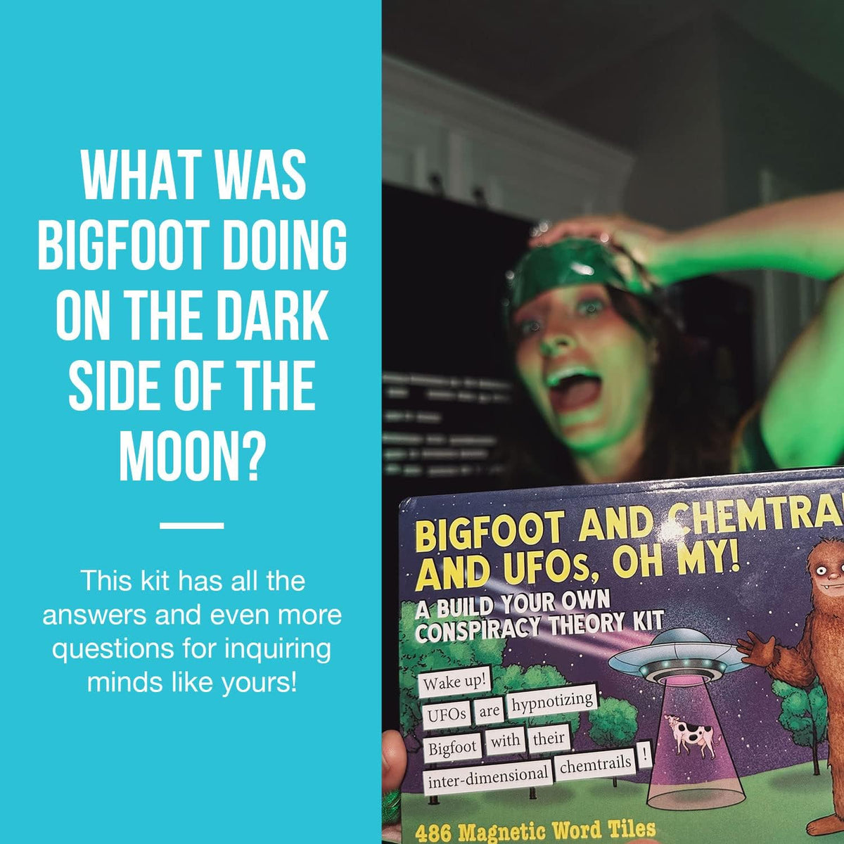Bigfoot and Chemtrails and UFOs, Oh My! Conspiracy Theory Kit - Funny Fridge Magnet Word Games for Adults (486 Word Tiles)