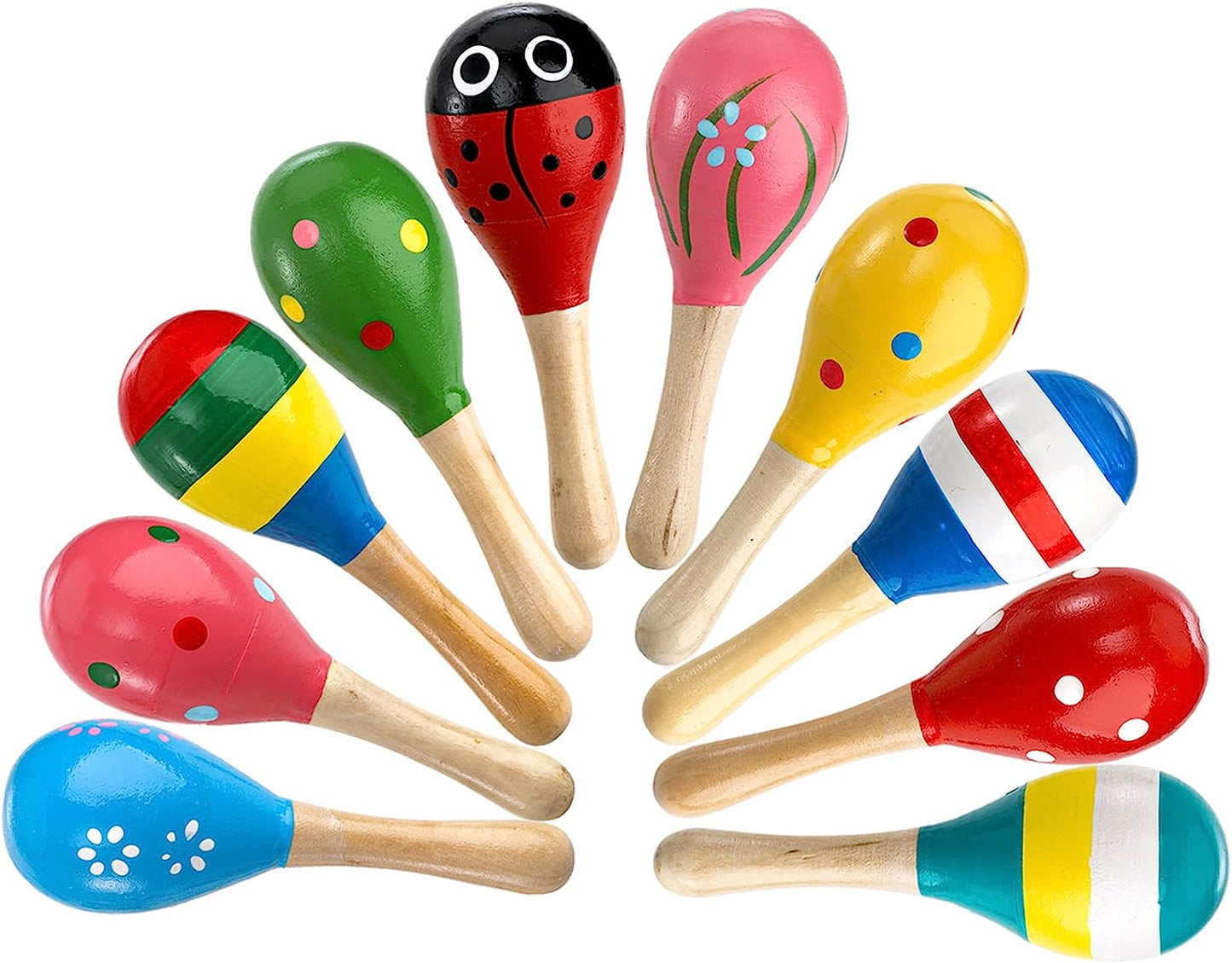 20 Pack Mini Wooden Festival Maracas, Kids Baby Rattles Egg Shaker, Shaker Sand Hammer Toy Noisemaker for Party Favors, Musical Fun, Birthday Parties, Carnivals