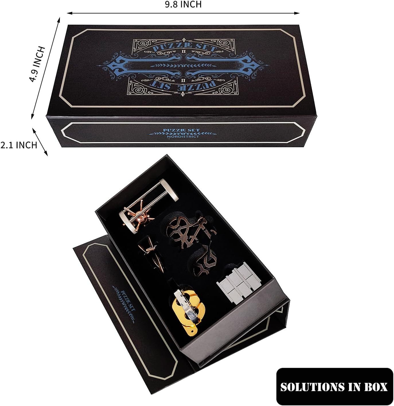 5 Pieces Brain Teasers Puzzles, Metal Cast Puzzle Games Toys, 3D Highly Difficult Adult Puzzles, IQ Logic Test Disentanglement Games for Teens, Puzzle Switch Games School Supplies(Cage Set)