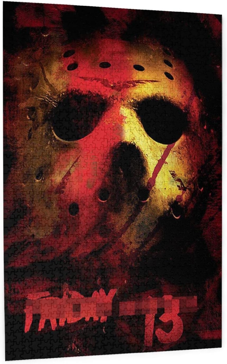 Fri1day Th1e 13th Wooden Puzzle, 1000 Piece Movie Puzzle and HD Reference Picture, Home Decoration, Puzzle Exercise Brain Game, Holiday Birthday Gift 20 * 30 inches