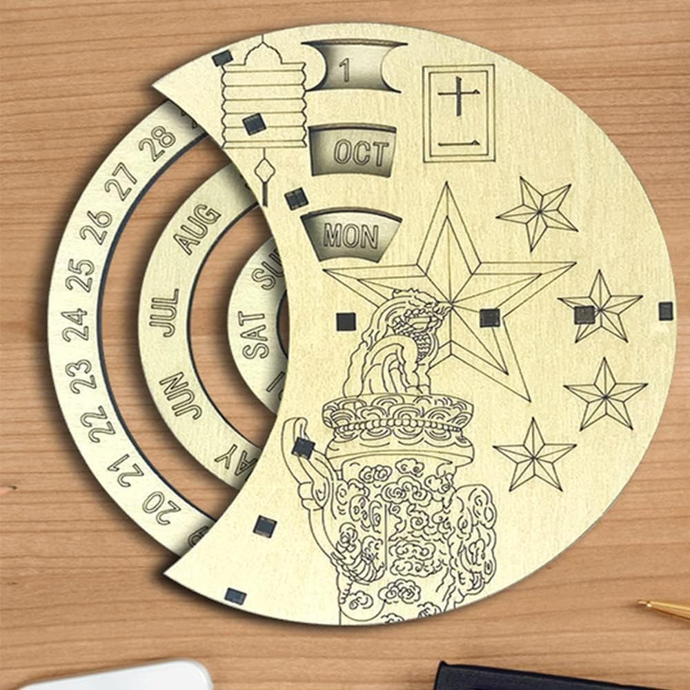 Wooden Calendar, Hand Assembled Three-Dimensional Puzzle, National Day Commemorative Calendar, Children's Puzzle Toy Craft Decoration