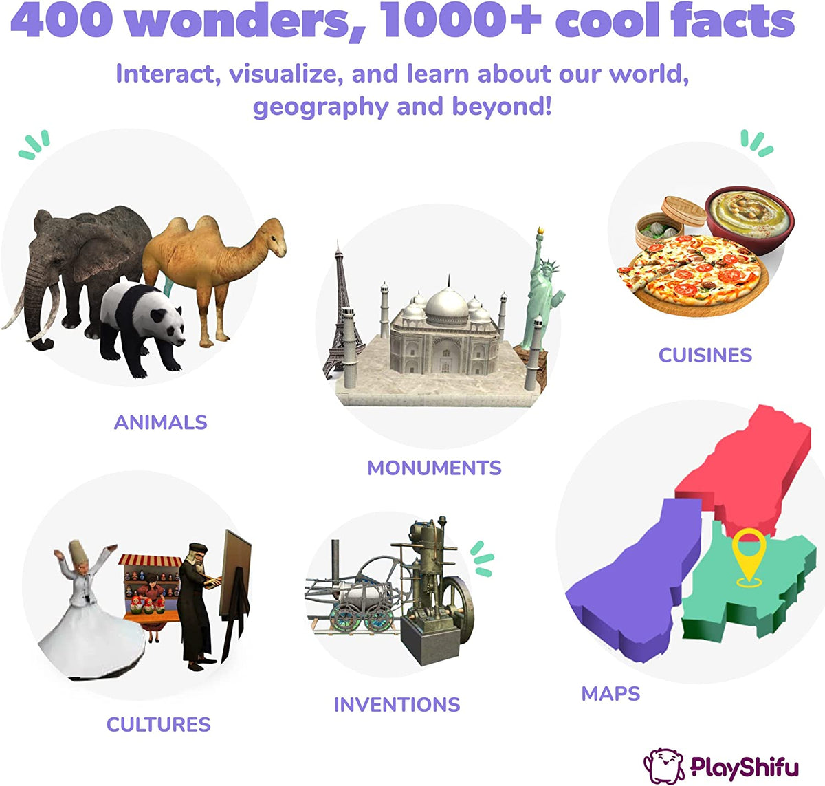 Play Educational Globe for Kids - Orboot Earth (Globe + App) Interactive AR World Globe | 400 Wonders, 1000+ Facts | STEM Toy Gifts for Kids 4-10 Years | No Borders, No Names on Orboot Globe